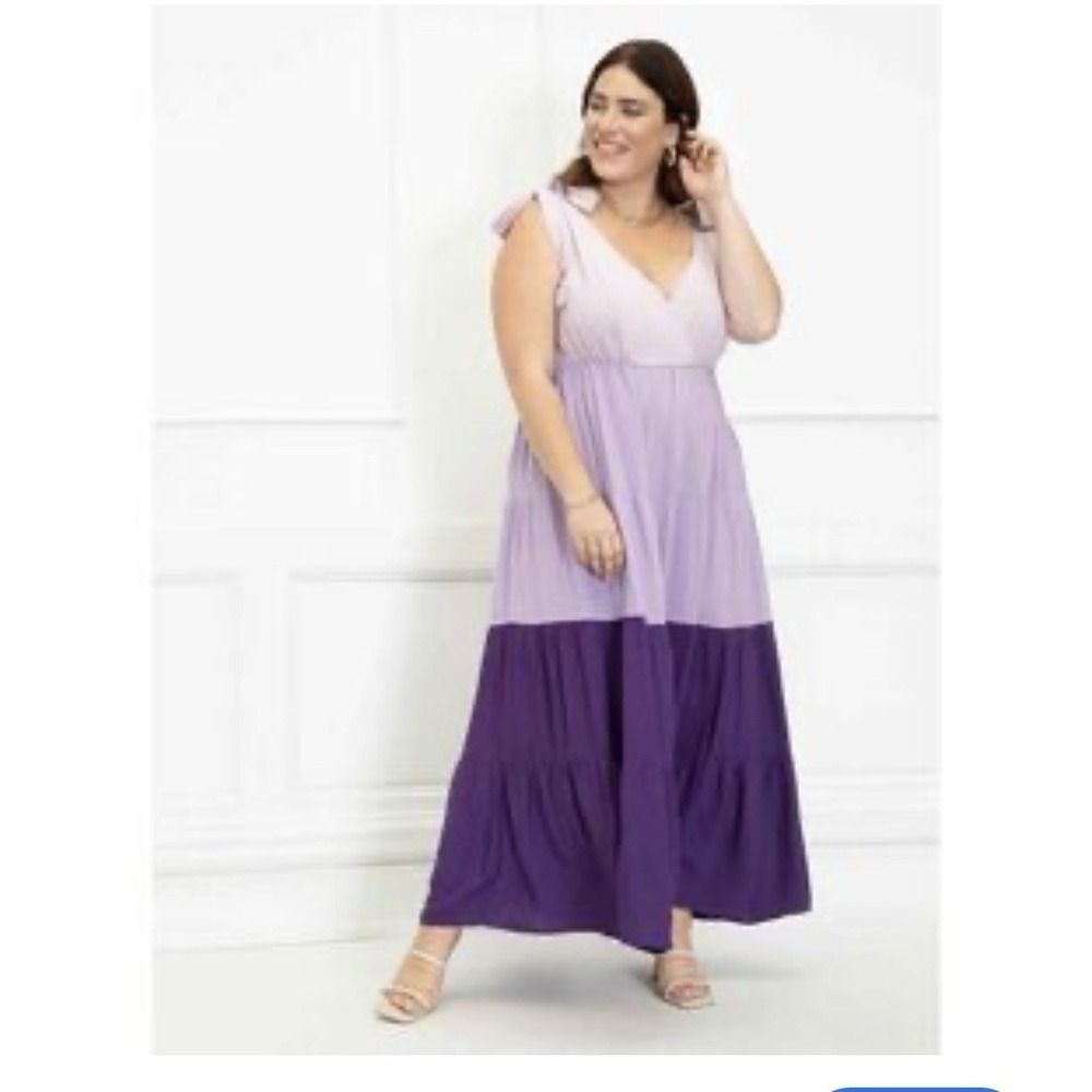 Eloquii Women's Layered Purple Maxi Dress Sleeveless‎ Sz 22 NWT